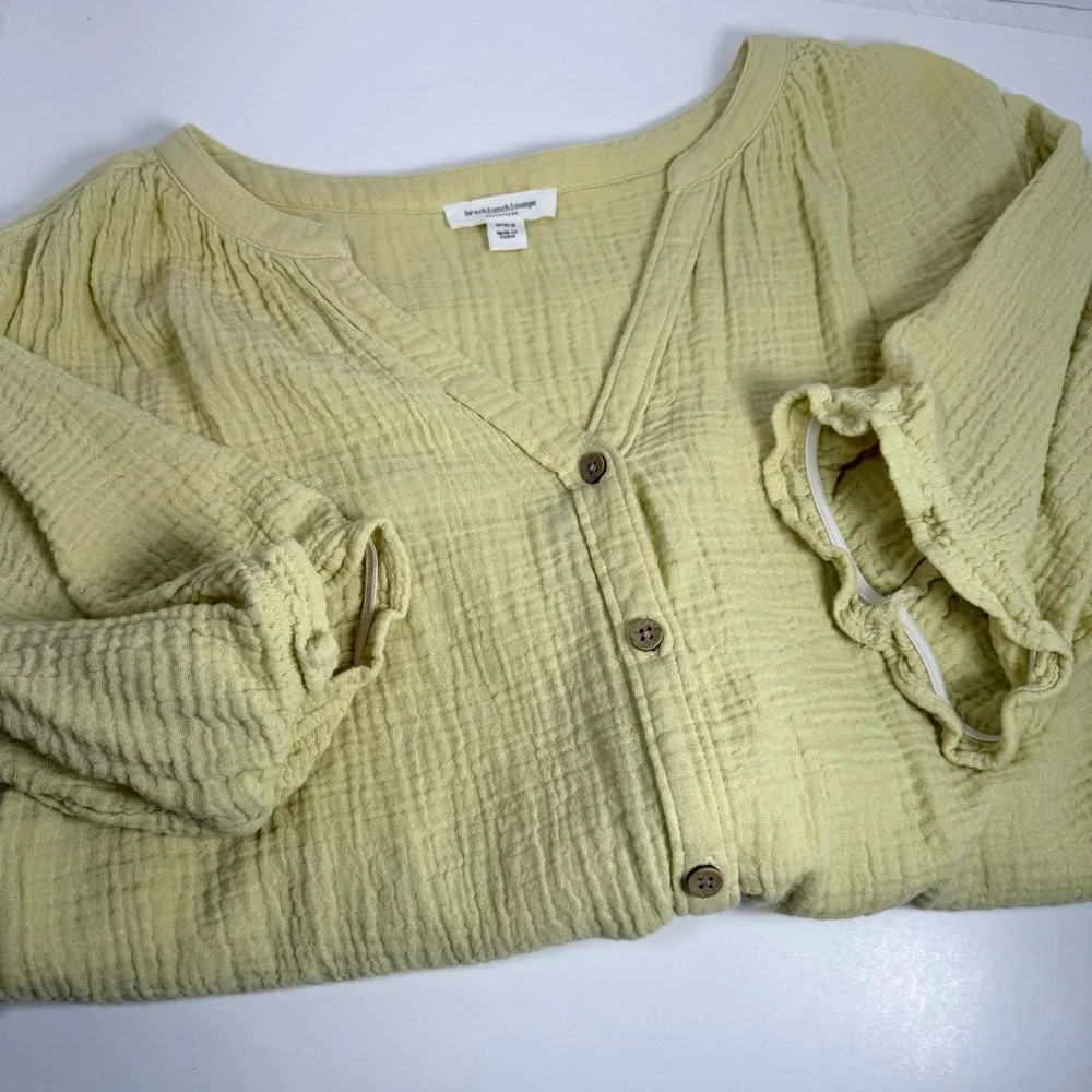 Beachlunchloung Yellow gauze Button-Down Shirt - Picture 3 of 6